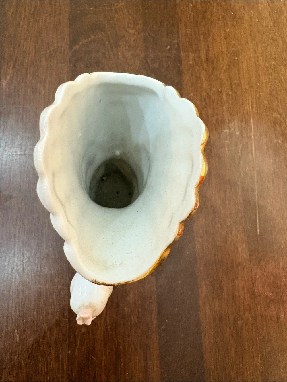 White Porcelain Swan Vase with Pink Floral Accents